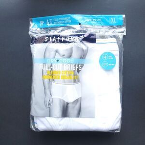 Stafford Full-Cut Briefs Mens XL White Blended Cotton 6 Pairs Pack Dry & Cool